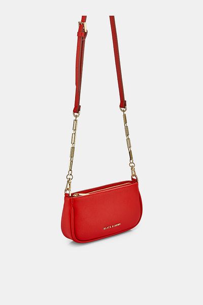 Black Ribbon Red Baguette Bag