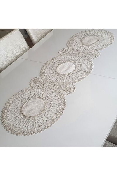 WENESSİ Kadife Güneş Desen Simli 3'lü Runner (38×115cm)