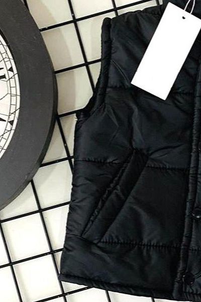 Riccotarz Boy's Black Inflatable Vest with Snap Button and Pocket Detail
