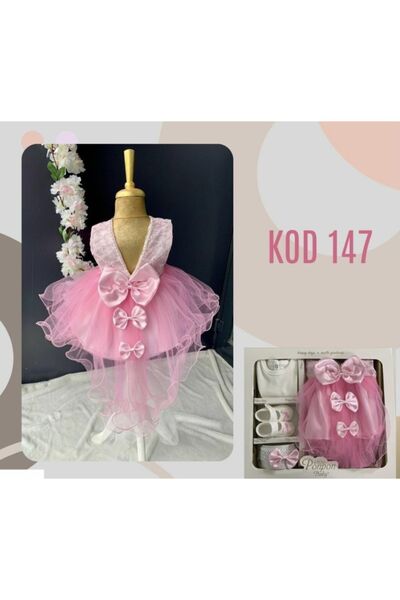 VanilyaShop Kız Bebek 0-6 Ay Elbise -4'lü Mevlüt Set