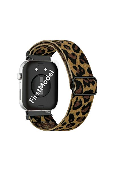 FirstModel Watch Fit 3,4,4 Pro Uyumlu Akıllı Pim Çeviricili Örgü Tokalı Bant Kordon Leopar