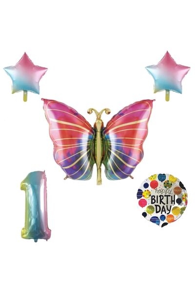 MFM Set baloane din folie curcubeu fluture 100 cm