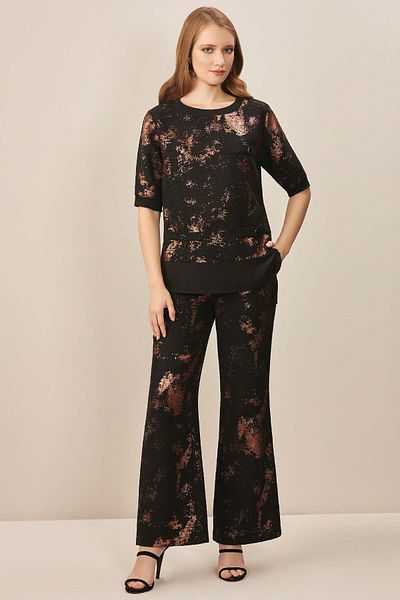 Guitar Wide Leg Black Tweed Trousers