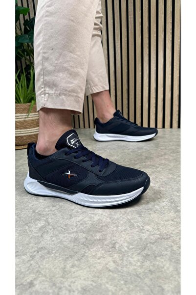 Allyup Чоловічі спортивні кросівки - темно-сині, з сіткою, дихаючі, товста підошва, зручні для ходьби 8011