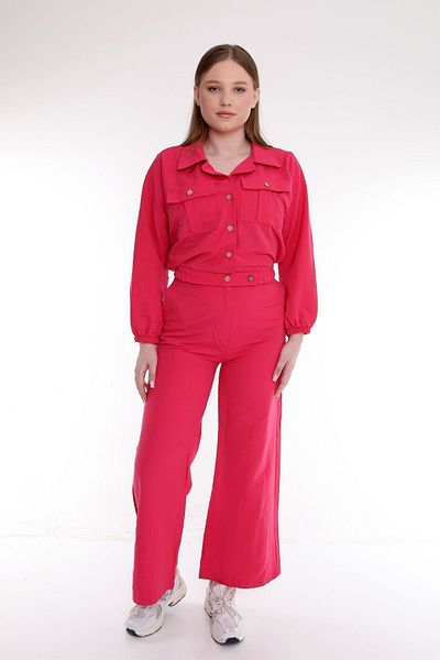 JESSE STORY Fuchsia Linen Women's Set - Jacket and Trousers Set