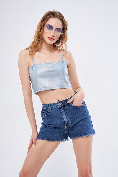 Kutaf Pantaloni scurți de denim de bază pentru femei - Long Long cu ciucuri
