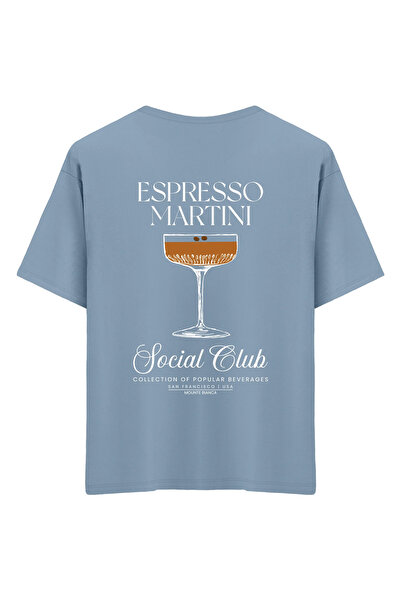 Mounte Bianca إسبريسو مارتيني للجنسين - تي شيرت كبير الحجم