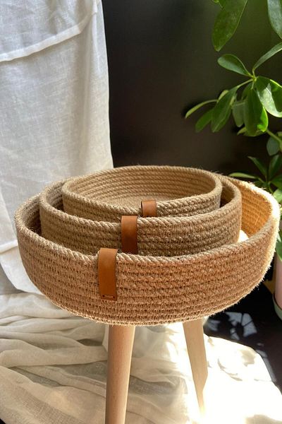 AHMETOGLUS Handmade 3-Piece Multi-Purpose Wicker Basket Set