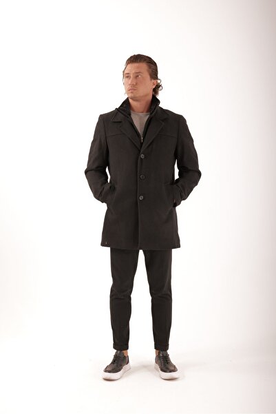 ABOUT US Palton pentru bărbați cu guler de blană set cu vestă # 4350