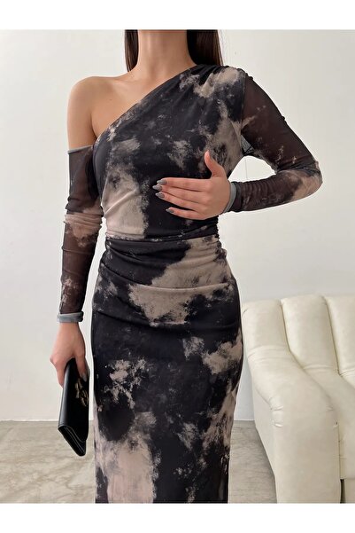 BELLA FASHION Rochie din tul cu un singur umăr