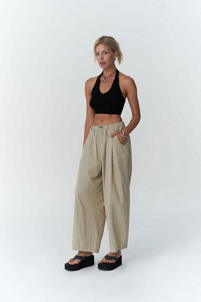 MAİ COLLECTİON Gael Beige Loose Trousers - Relaxed Fit