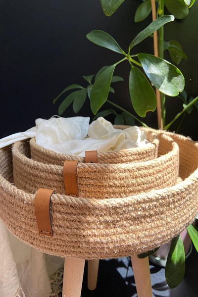 AHMETOGLUS Handmade 3-Piece Multi-Purpose Wicker Basket Set