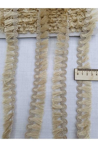 Esteks Dantel ve Tekstil Aksesuarları Κρεμ Χρώμα 5 μέτρων Κορδέλα Φούντες Κρόσσια