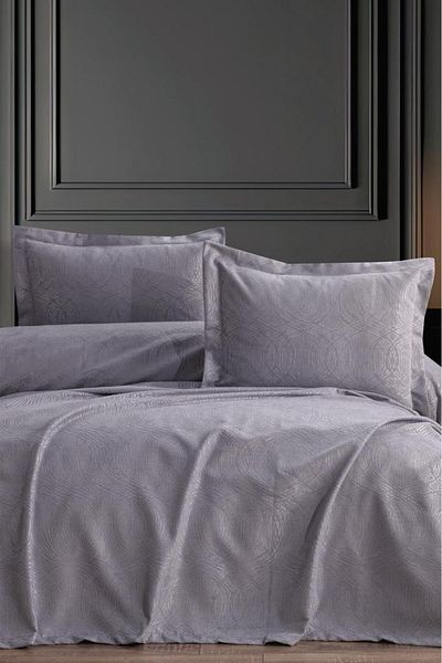 Çeyiz Diyarı Aren Double Pique Σετ - 3 Τεμάχια, 240x260 Γκρι