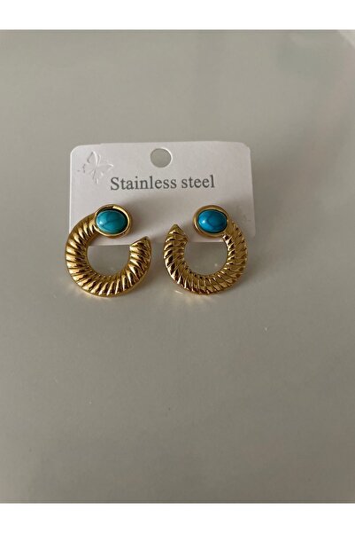 LARİS ACCESSORİES الحجر الأزرق الذهب الأفعى الصلب القرط