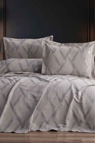 Çeyiz Diyarı Beige Color April 3 Piece Double Pique Set - 240x260
