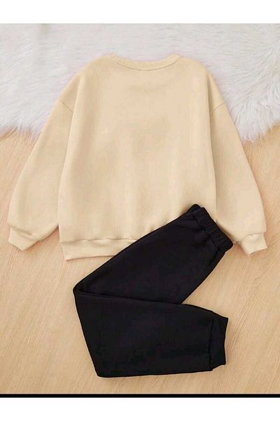 Deocept Color Printed Crew Neck Women's Tracksuit Set - Oversize Boyfirend