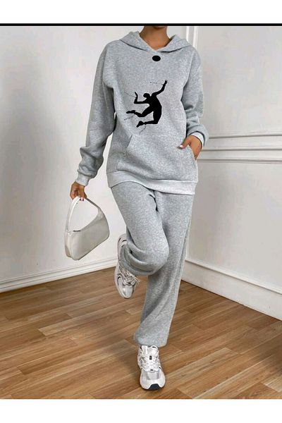 Deocept Volleyball National Team - Gray Hooded Oversize Tracksuit Boyfirend, Sultanlar of the Net
