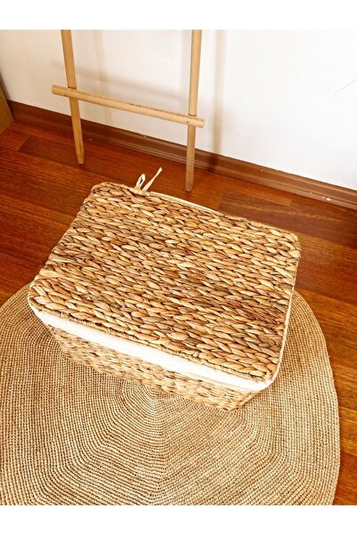 KaiHome Hasır Su Sümbülü Kapaklı Sandık Model 35x22x23 cm Düzenleyici/Organizer/Çamaşır Sepeti