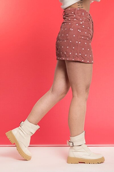 Kutaf Kadife Kadın Mini Etek