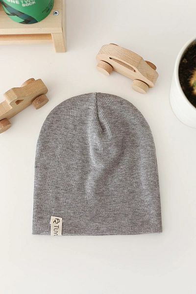 Doğan Collection Bitter Brown and Gray 2-piece Ribbed Beret Set
