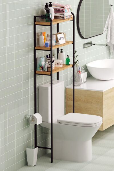 EGEMEV Wc Arkası Klozet Rafı Klozet Üstü Raf Ve Organizatör Havluluk Banyo Düzenliyici çam