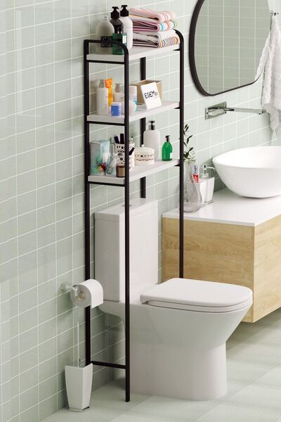 EGEMEV Wc Arkası Klozet Rafı Klozet Üstü Raf Ve Organizatör Havluluk Banyo Düzenliyici çam
