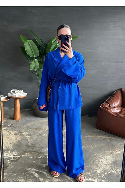 My Blog Saks Colorful Shawl Collar Kimono and Pants Set