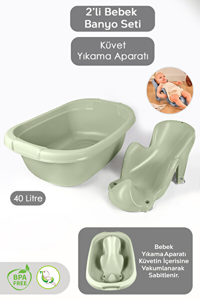 Meleni Baby 2'li Bebek Banyo Seti - Bebek Yıkama Küveti - Vakum Tabanlı Yıkam...