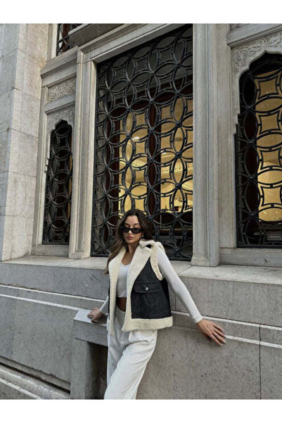 candybia Γυναικείο τζιν γιλέκο - Γούνινο σχέδιο