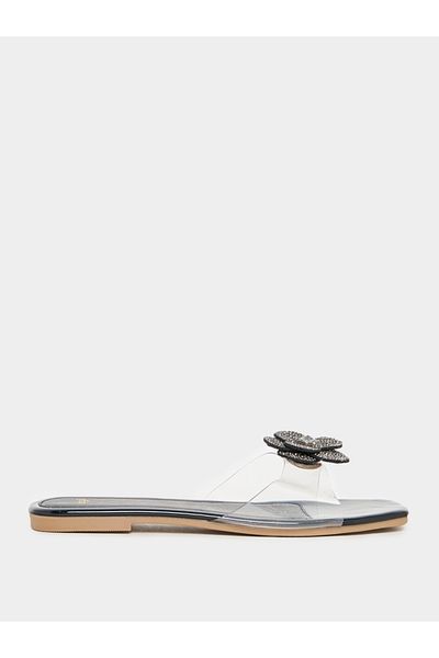 Styli Flower Rhinestone Decor Flat Sandals