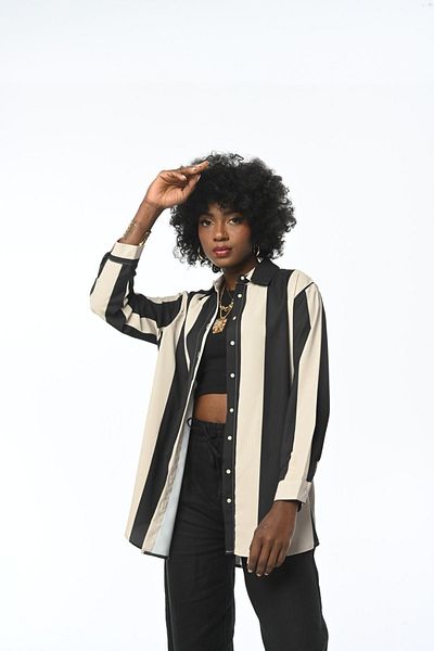 Orfeo Negro WOMEN'S OVERSIZE MOLD STRIPED SHIRT