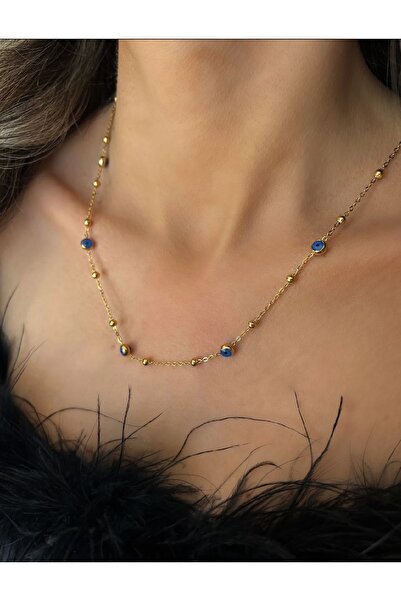 İNN JEWELLERY قلادة من الفولاذ مع شكل خرزة عين شريرة مضادة للتشويه (ضمان المس...