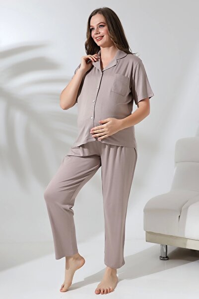 LadyMina Pijama Hamile ve Lohusa Vizonİkili Pijama Takımı