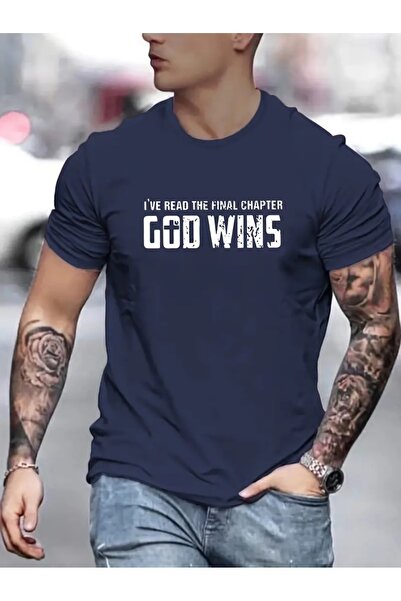 PALPİTO Ανδρικό μπλουζάκι με στάμπα Navy Blue με στάμπα God Wins