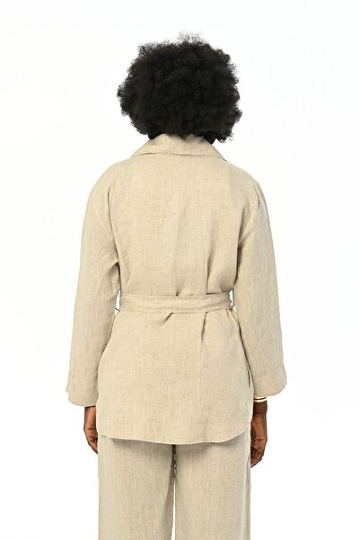 Orfeo Negro Γυναικείο φυσικό πουκάμισο με γραβάτα μπροστά