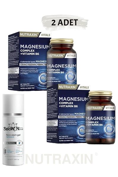 Nutraxin Magnesium Complex Vitamin B6 - 60 Tablets '2 Pcs' & Facial Cleansing Gel 1 Pcs //set1453-