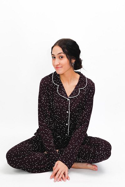 cotonhause Set pijamale 100% bumbac moale organic pentru femei - sezonier, cu nasturi și design elegant 24658