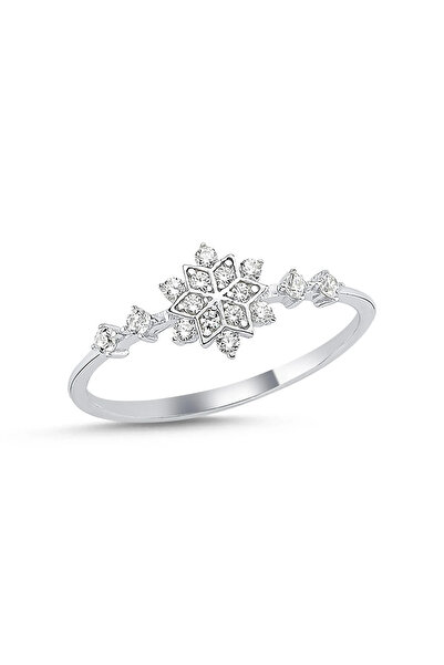 Sahira Jewelry Kar Tanesi Ayarlanabilir Gümüş Kaplama Kadın Yüzük