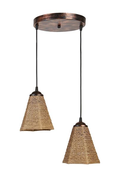 Bozyaka Aydınlatma Elmas 2'li Dekoratif Hasır Patinalı Metal Modern Tavan Sar...