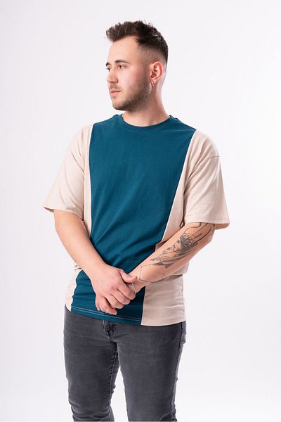 RASCHA Ανδρικό μπλουζάκι Oversize - Petrol Blue, Crew Neck