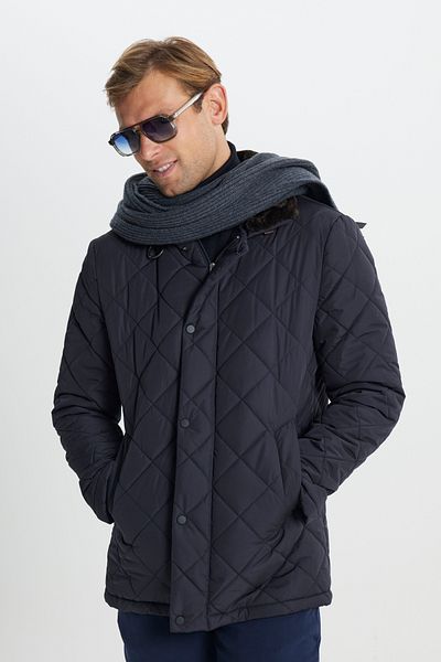 AC&Co / Altınyıldız Classics Ανδρικό παλτό Navy Blue - Standard Fit, Stand γιακά και πλαϊνές τσέπες