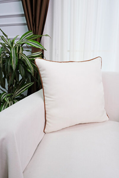 GOCCIA HOME 4'lü Kahverengi Biyeli Keten Dokulu Kırlent Kılıfı