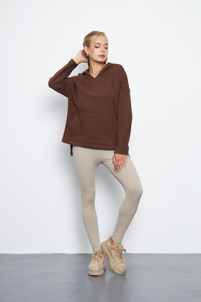 ESPİNA Γυναικείο φούτερ με κουκούλα με λαιμόκοψη V με κουκούλα καγκουρό