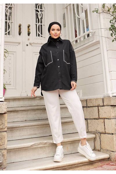 Nuha Boutique Нуха - Габардин бродирана риза