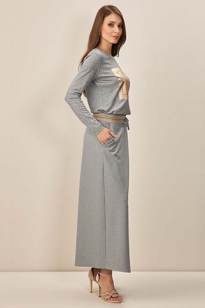 Guitar Gray Knitted Long Sleeve Blouse