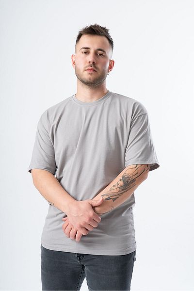 RASCHA Ανδρικό μπλουζάκι Smoke Grey Oversize Crew Neck