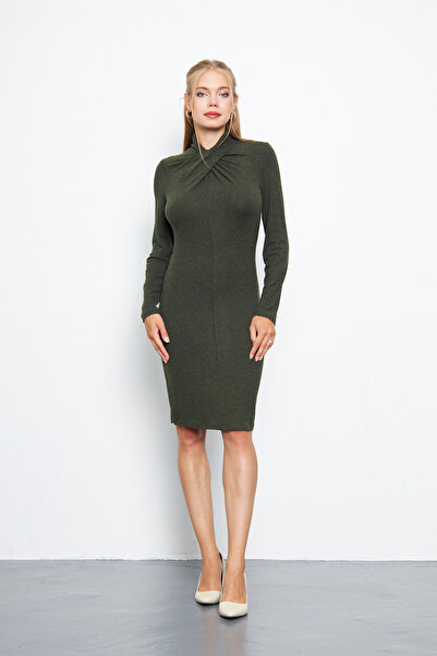 ESPİNA Kadın Yakası Burgulu Uzun Kollu Mini Boy Elbise