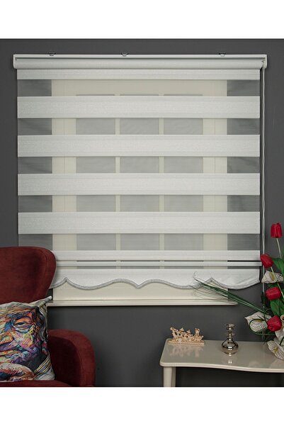 BLINDX Çizgili Simli Stor Zebra Perde Balkon Perdesi, Oturma Odası Perdesi (DAYANIKLI ALÜMİNYUM KASA)