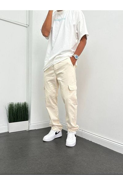 BY İMPALA MODA Cargo Pocket Baggy Gabardine Fabric Trousers